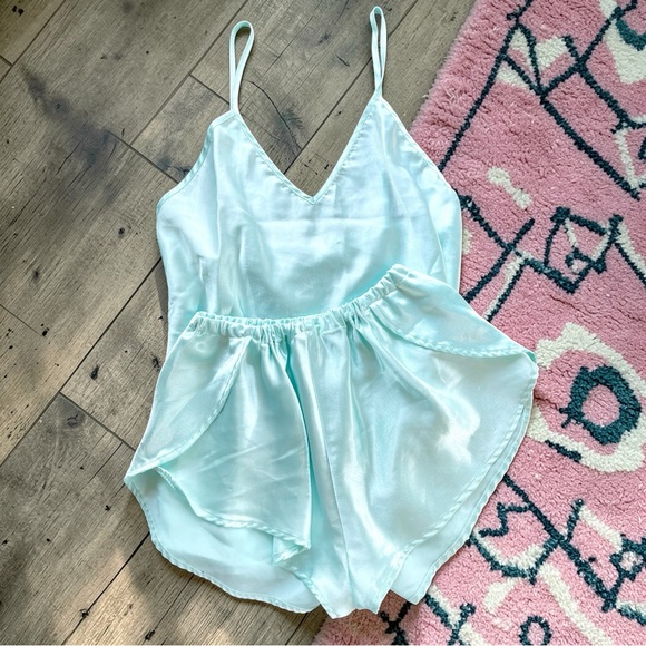 Vintage Other - SOLD Vintage Mint Blue Cami and Shorts Sleep Set
